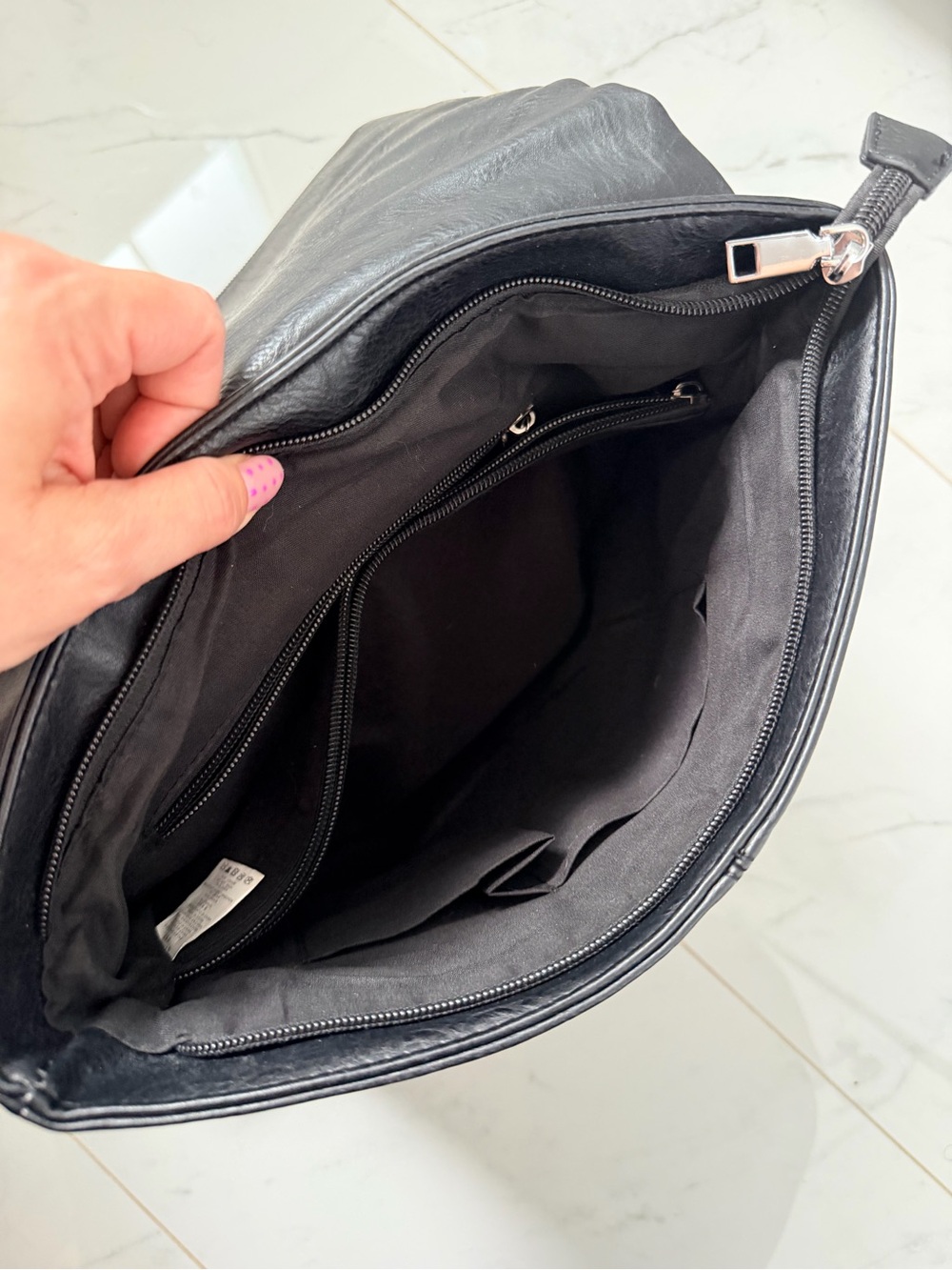 YSL inspired-  Black Flap Backpack with Silver YSL Accent - Picture 4 of 9